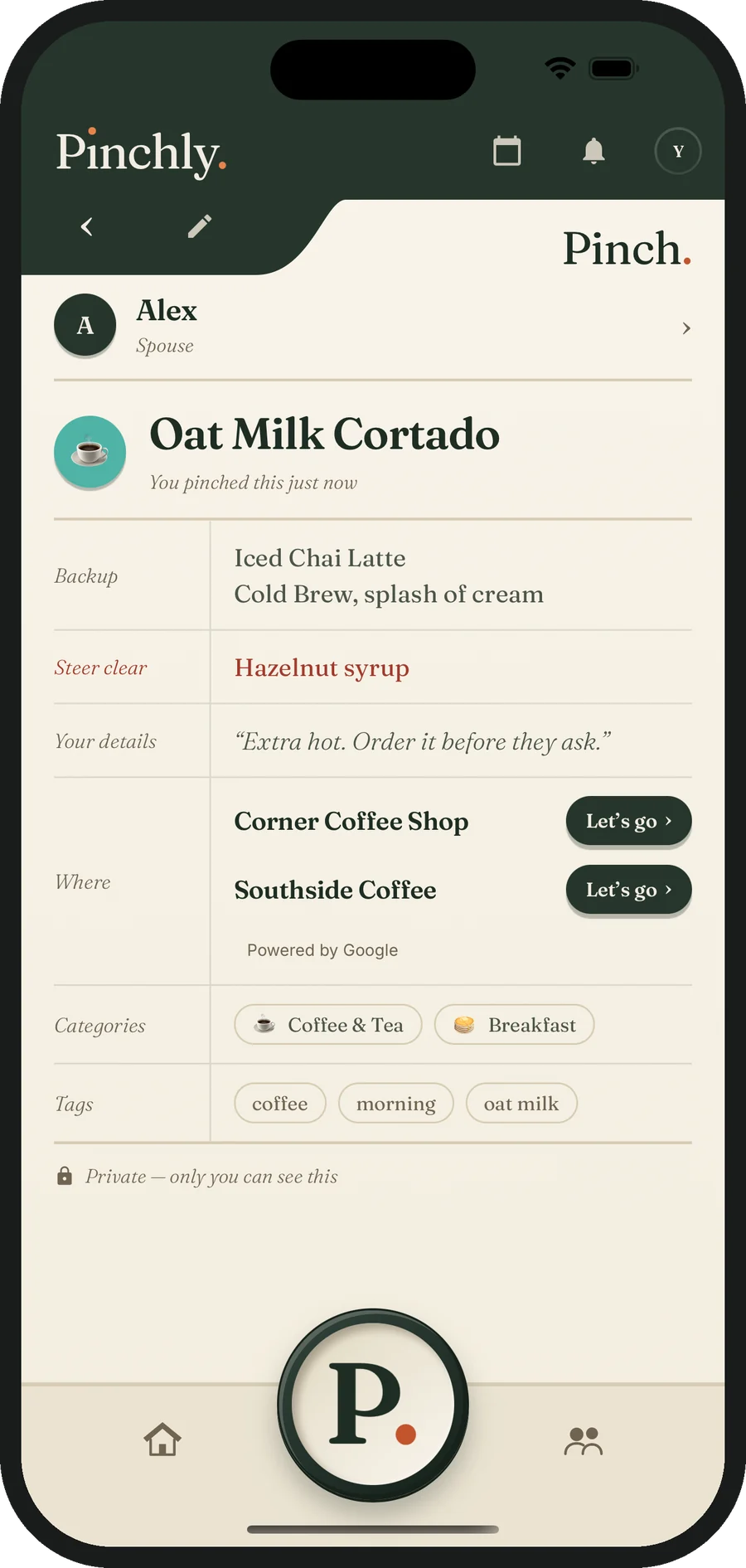A Pinch in Pinchly: Alex's coffee order, an oat milk cortado, with backups, what to steer clear of, two places, categories and tags